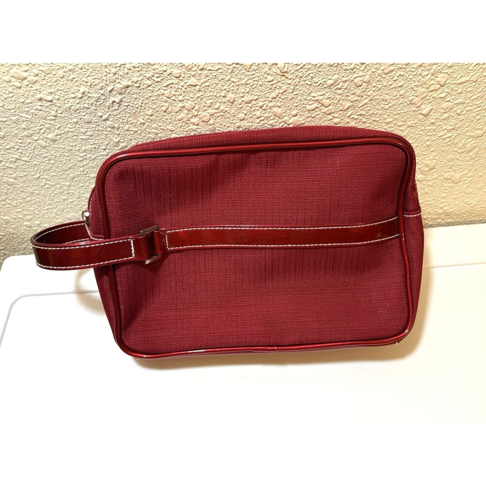 Vintage Red / Maroon Ester Lauder Cosmetic Makeup Bag